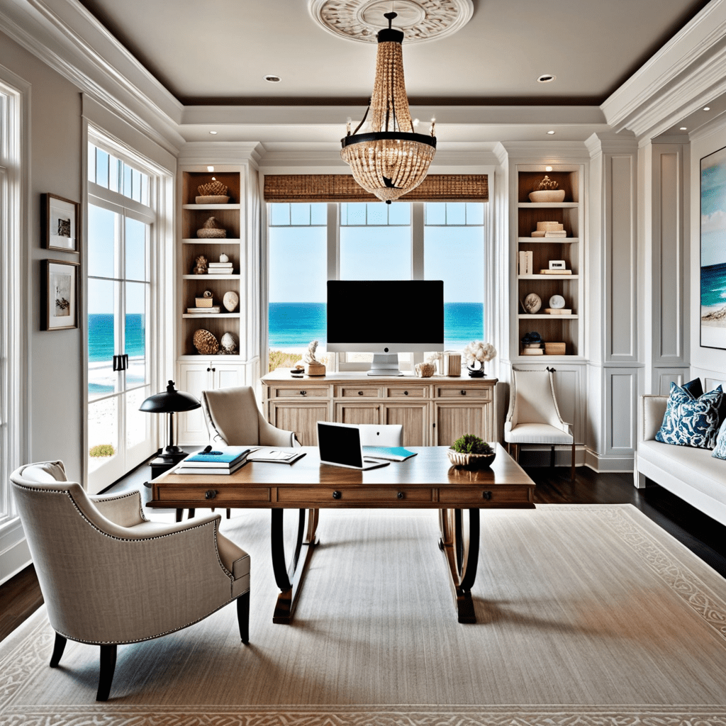 Coastal Luxe: Elegant Beach House Home Office Design