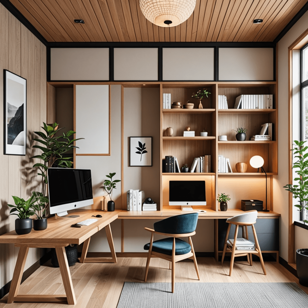 Japandi Fusion: Harmonious Japanese-Scandinavian Home Office Design