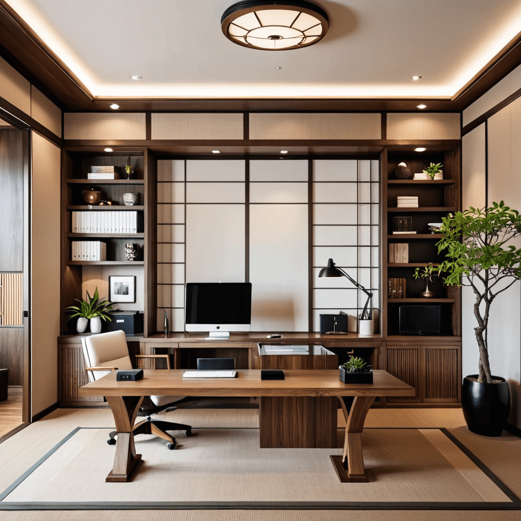 Refined Simplicity: Japanese-Inspired Home Office Design