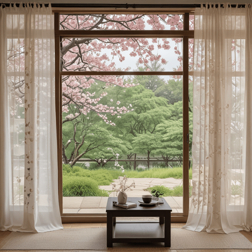 Japanese Tranquility: Sakura Blossom Prints in Window Treatments