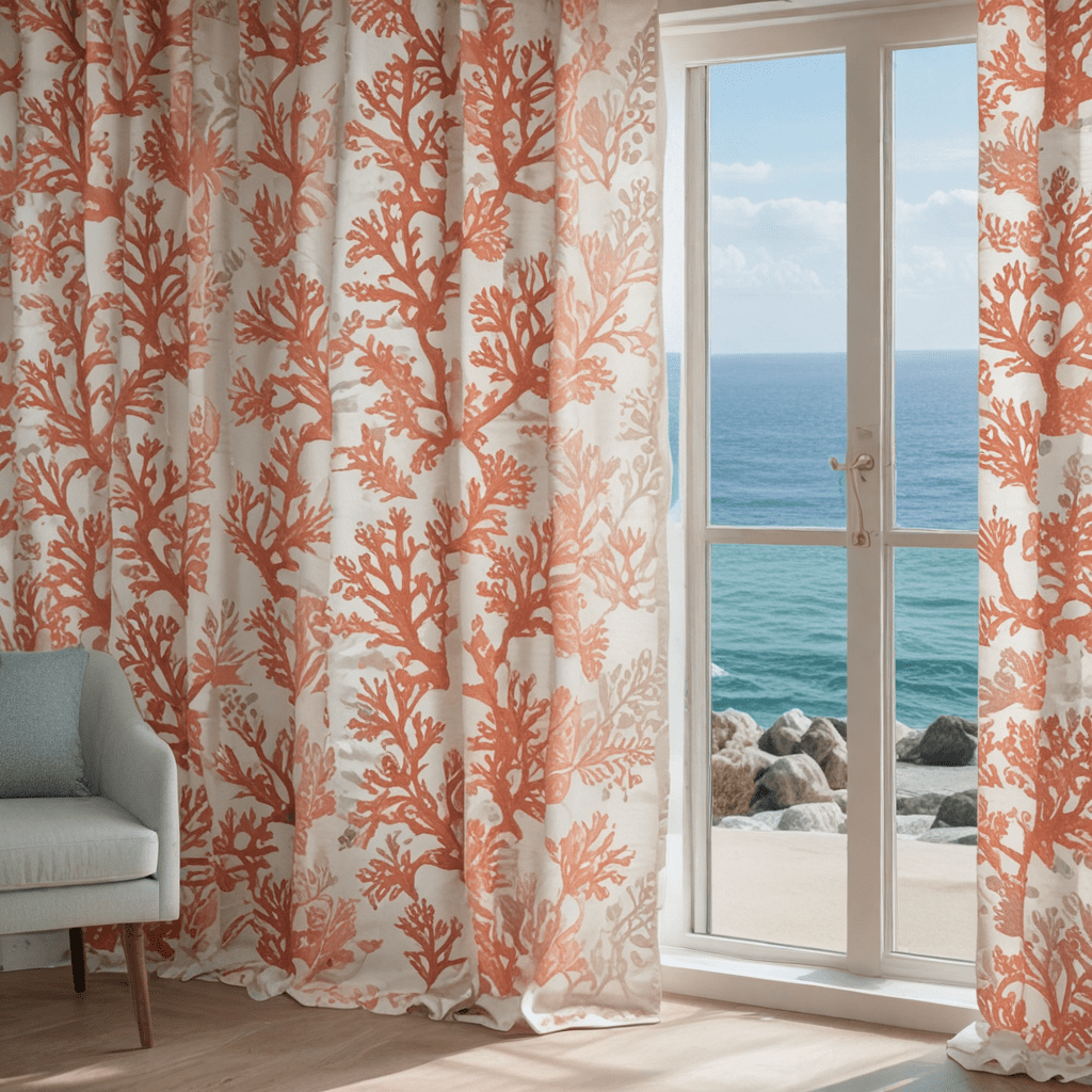 Coastal Escape: Coral Reef Prints in Oceanic Window Coverings